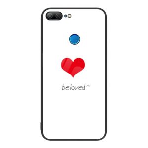 For Honor 9 Lite Colorful Painted Glass Phone Case(Red Heart) (OEM)
