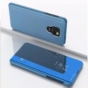 For Motorola G9 Play Plated Mirror Horizontal Flip Leather Case with Holder(Blue) (OEM)