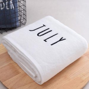 Month Embroidery Soft Absorbent Increase Thickened Adult Cotton Bath Towel, Pattern:July(White) (OEM)