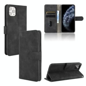 For iPhone 11 Pro Max Solid Color Skin Feel Magnetic Buckle Horizontal Flip Calf Texture PU Leather Case with Holder & Card Slots & Wallet(Black) (OEM)