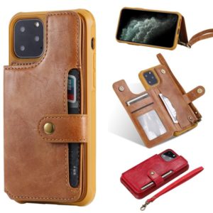 For iPhone 11 Pro Buckle Zipper Shockproof Protective Case with Holder & Card Slots & Wallet & Lanyard & Photos Frame(Brown) (OEM)