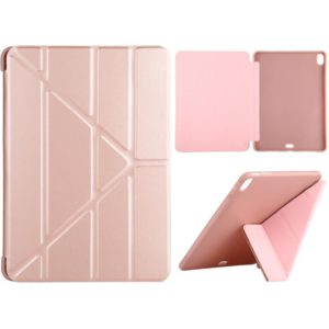 Millet Texture PU+ Silicone Full Coverage Leather Case with Multi-folding Holder for iPad Air (2020) 10.9 inch (Pink) (OEM)