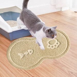 Lovely PVC Cat Litter Mat Eight-shaped Anti-skid Placemat Pet Supplies(Beige) (OEM)