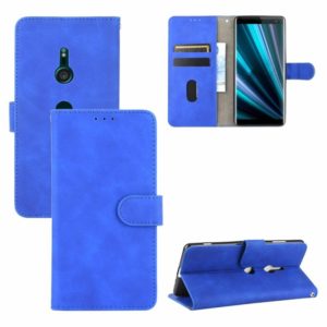 For Sony Xperia XZ3 Solid Color Skin Feel Magnetic Buckle Horizontal Flip Calf Texture PU Leather Case with Holder & Card Slots & Wallet(Blue) (OEM)