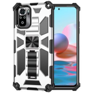 For Xiaomi Redmi Note 10 Shockproof TPU + PC Magnetic Protective Case with Holder(Silver) (OEM)