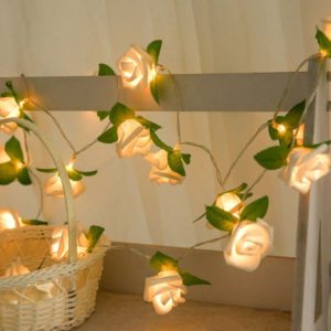 Rose Flower Battery Powered Fairy Lights Wedding Home Birthday Party Garland Decor String Lamp Warm White (OEM)