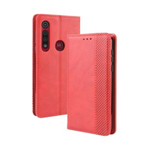 For Motorola Moto G8 Play Magnetic Buckle Retro Crazy Horse Texture Horizontal Flip Leather Case with Holder & Card Slots & Photo Frame(Red) (OEM)