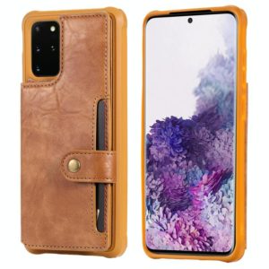 For Galaxy S20 Plus Shockproof Horizontal Flip Protective Case with Holder & Card Slots & Wallet & Photo Frame & Short + Long Lanyard(Brown) (OEM)