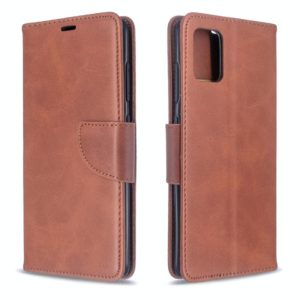 For Galaxy A51 Retro Lambskin Texture Pure Color Horizontal Flip PU Leather Case with Holder & Card Slots & Wallet & Lanyard(Brown) (OEM)