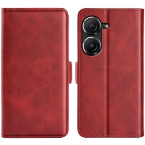 For Asus Zenfone 9 Dual-side Magnetic Buckle Horizontal Flip Leather Phone Case(Red) (OEM)