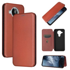 For Nokia 7.3 Carbon Fiber Texture Horizontal Flip TPU + PC + PU Leather Case with Card Slot(Brown) (OEM)