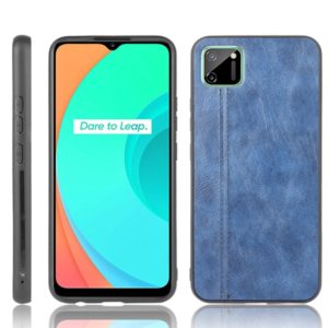 For Oppo Realme C11 Shockproof Sewing Cow Pattern Skin PC + PU + TPU Case(Blue) (OEM)