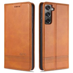 For Samsung Galaxy S21 5G AZNS Magnetic Calf Texture Horizontal Flip Leather Case with Card Slots & Holder & Wallet(Light Brown) (AZNS) (OEM)