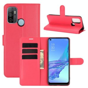 For OPPO A53 2020/OPPO A32 2020 Litchi Texture Horizontal Flip Protective Case with Holder & Card Slots & Wallet(Red) (OEM)
