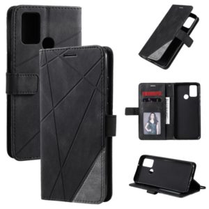 For Huawei Honor 9A Skin Feel Splicing Horizontal Flip Leather Case with Holder & Card Slots & Wallet & Photo Frame(Black) (OEM)