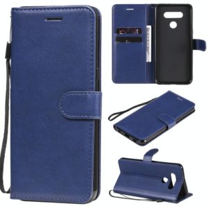 For LG K51 Solid Color Horizontal Flip Protective Leather Case with Holder & Card Slots & Wallet & Photo Frame & Lanyard(Blue) (OEM)