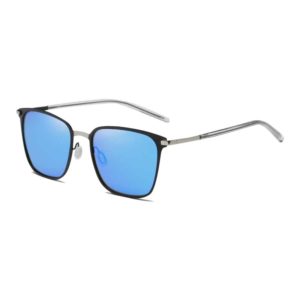 Men Fashion UV400 Square Frame Polarized Sunglasses (Gold & Black + Grey) (OEM)