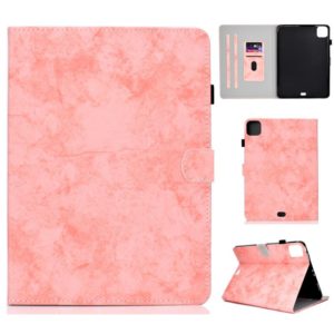For iPad Air 2022 / 2020 10.9 Marble Style Cloth Texture Leather Case with Bracket & Card Slot & Pen Slot & Anti Skid Strip(Pink) (OEM)