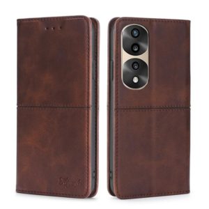 For Honor 70 Pro/70 Pro+ Cow Texture Magnetic Horizontal Flip Leather Phone Case(Dark Brown) (OEM)