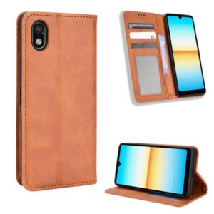 For Sony Xperia Ace III Magnetic Buckle Retro Texture Leather Phone Case(Brown) (OEM)