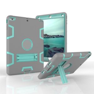For iPad Air Shockproof PC + Silicone Protective Case，with Holder(Gray Mint Green) (OEM)