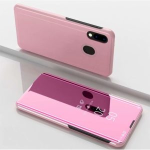For Galaxy A31 Plated Mirror Horizontal Flip Leather Case with Holder(Rose Gold) (OEM)