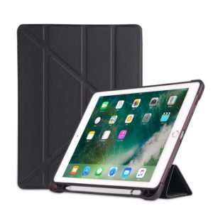 Multi-folding Shockproof TPU Protective Case for iPad 9.7 (2018) / 9.7 (2017) / air / air2, with Holder & Pen Slot(Black) (OEM)