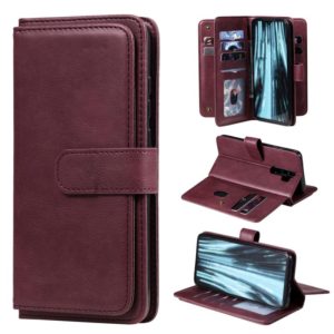For Xiaomi Redmi Note 8 Pro Multifunctional Magnetic Copper Buckle Horizontal Flip Solid Color Leather Case with 10 Card Slots & Wallet & Holder & Photo Frame(Wine Red) (OEM)