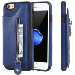For iPhone 6 Solid Color Double Buckle Zipper Shockproof Protective Case(Blue) (OEM)