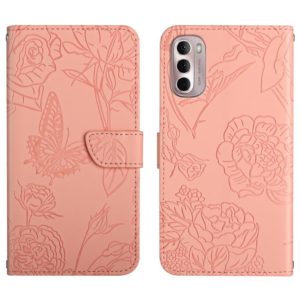 For Motorola Moto G Stylus 5G 2022 Skin Feel Butterfly Peony Embossed Leather Phone Case(Pink) (OEM)