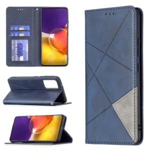 For Samsung Galaxy A82 5G Rhombus Texture Horizontal Flip Magnetic Leather Case with Holder & Card Slots(Blue) (OEM)