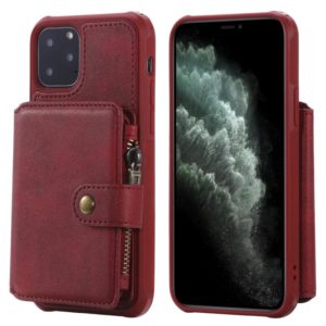 For iPhone 11 Pro Buckle Zipper Shockproof Protective Case with Holder & Card Slots & Wallet & Lanyard & Photos Frames(Red) (OEM)