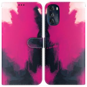 For Motorola Moto G 2022 Watercolor Pattern Leather Phone Case(Berry) (OEM)