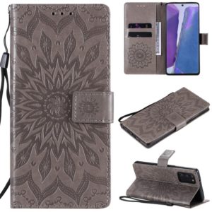 For Samsung Galaxy Note20 5G Sun Embossing Pattern Horizontal Flip Leather Case with Card Slot & Holder & Wallet & Lanyard(Grey) (OEM)