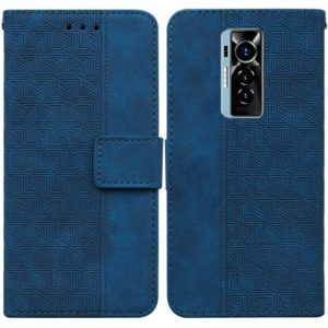 For Tecno Phantom X Geometric Embossed Leather Phone Case(Blue) (OEM)