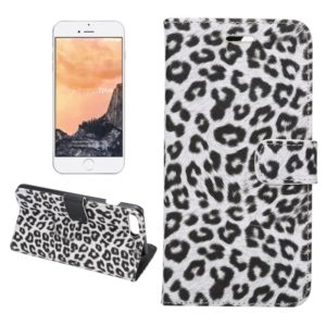 For iPhone 8 Plus & 7 Plus Leopard Texture Horizontal Flip Leather Case with Holder & Card Slots & Wallet(White) (OEM)