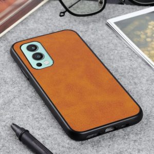 For OnePlus Nord 2 5G Two-color Cowhide Texture PU Shockproof Protective Case(Brown) (OEM)