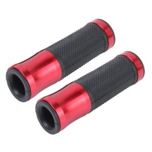 2 PCS Motorcycle Universal Net Texture Metal Right and Left Handle Bar Grips with Rubber Cover(Red) (OEM)