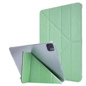 Silk Texture Horizontal Deformation Flip Leather Case with Three-folding Holder For iPad Air 2022 / 2020 10.9(Green) (OEM)