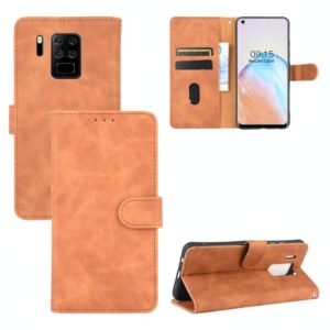 For Oukitel C18 Solid Color Skin Feel Magnetic Buckle Horizontal Flip Calf Texture PU Leather Case with Holder & Card Slots & Wallet(Brown) (OEM)