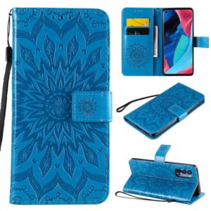 For OPPO Reno4 Pro 5G Sun Embossing Pattern Horizontal Flip Leather Case with Card Slot & Holder & Wallet & Lanyard(Blue) (OEM)