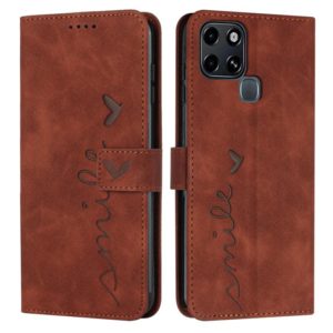 For Infinix Smart 6 Skin Feel Heart Pattern Leather Phone Case(Brown) (OEM)