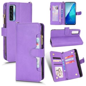 For TCL 20S / 20 5G / 20L Litchi Texture Zipper Leather Phone Case(Purple) (OEM)