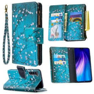 For Xiaomi Redmi Note 8 Colored Drawing Pattern Zipper Horizontal Flip Leather Case with Holder & Card Slots & Wallet(Plum Blossom) (OEM)