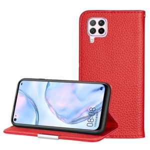 For Huawei P40 Lite Litchi Texture Solid Color Horizontal Flip Leather Case with Bracket & Card Slots & Wallet & Lanyard(Red) (OEM)