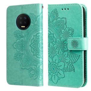 For Infinix Note 7 7-petal Flowers Embossing Pattern Horizontal Flip PU Leather Case with Holder & Card Slots & Wallet & Photo Frame(Green) (OEM)