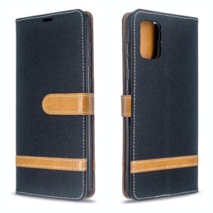 For Galaxy A71 Color Matching Denim Texture Horizontal Flip PU Leather Case with Holder & Card Slots & Wallet & Lanyard(Black) (OEM)