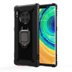 For Huawei Mate 30 Pro Carbon Fiber Protective Case with 360 Degree Rotating Ring Holder(Black) (OEM)