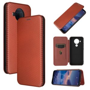 For Nokia 5.4 Carbon Fiber Texture Horizontal Flip TPU + PC + PU Leather Case with Card Slot(Brown) (OEM)