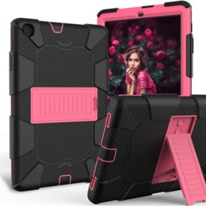 Shockproof Two-Color Silicone Protection Case with Holder for Galaxy Tab A 10.1 (2019) / T510(Black+Hot Pink) (OEM)